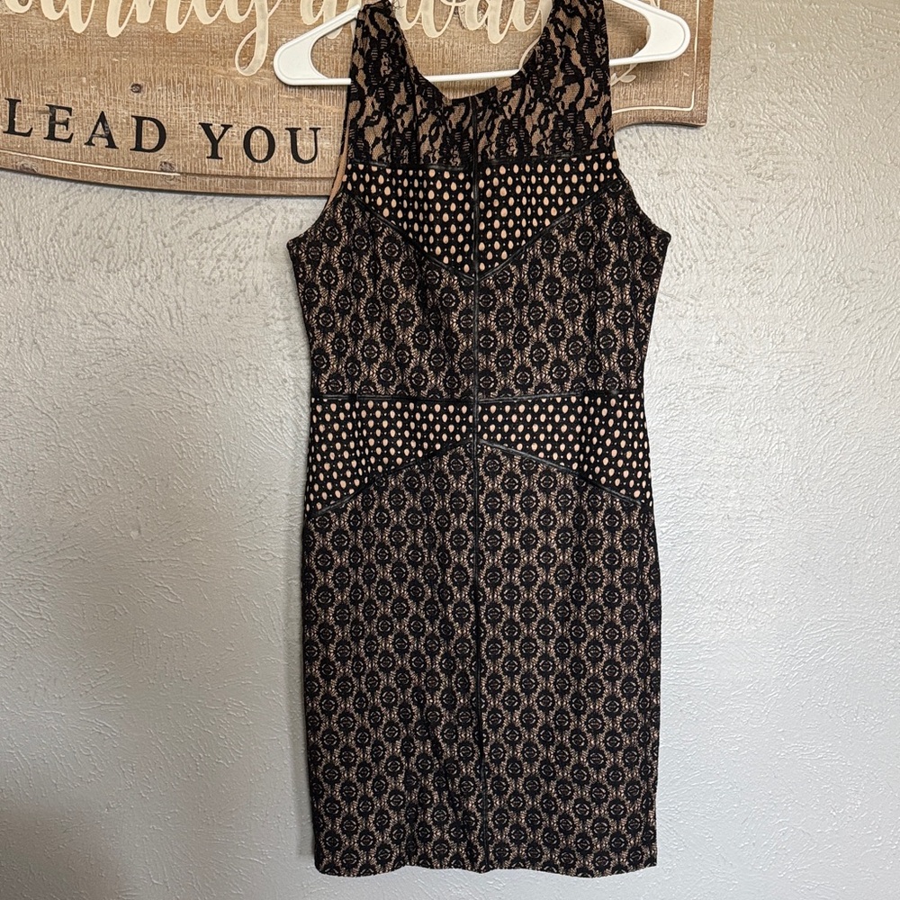 Forever 21 Black Lace Midi Dress with Nude Underlay